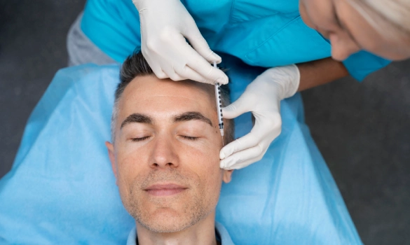 close up doctor injecting patient